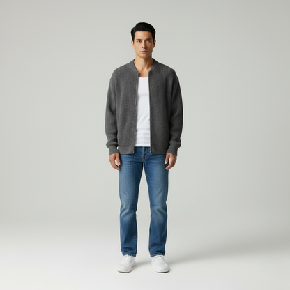 Julien – Cardigan Uomo con Cerniera e Collo Alto