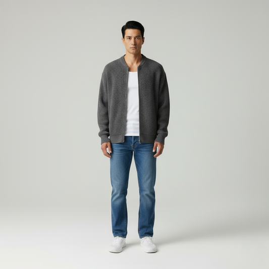 Julien – Cardigan Uomo con Cerniera e Collo Alto