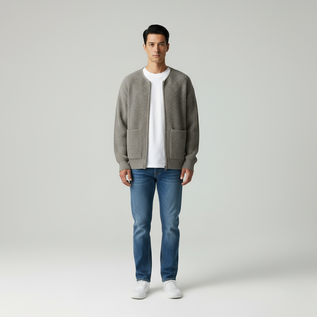 Julien – Cardigan Uomo con Cerniera e Collo Alto