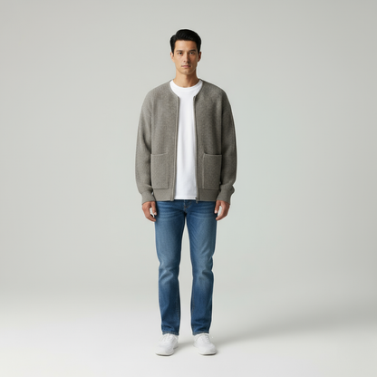 Julien – Cardigan Uomo con Cerniera e Collo Alto