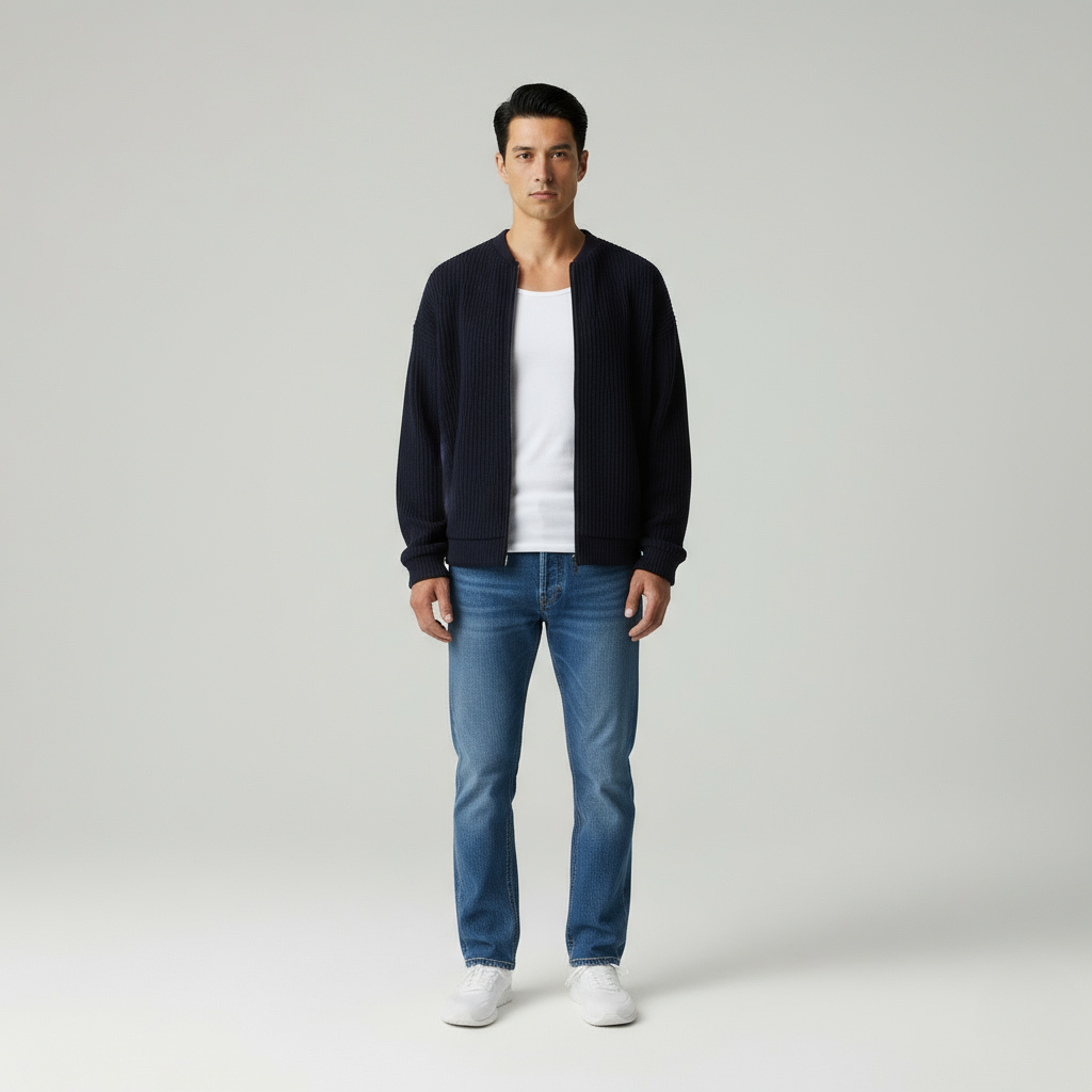 Julien – Cardigan Uomo con Cerniera e Collo Alto