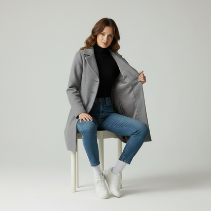 Iris - Cappotto donna elegante in tessuto chic