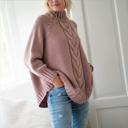 Leana – Maglione Dolcevita Lavorato a Treccia