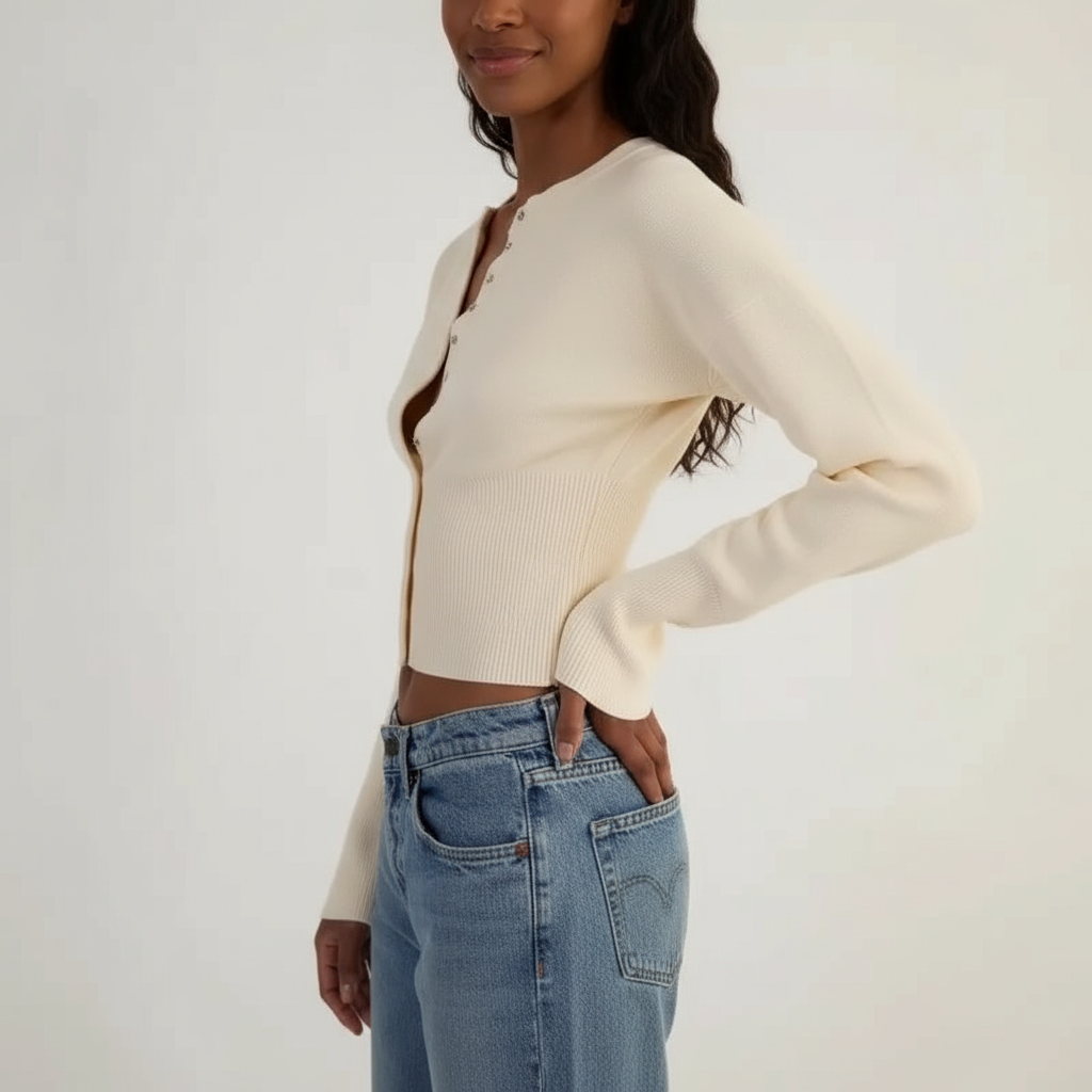 Ioletta - Cardigan in maglia elegante con bottone