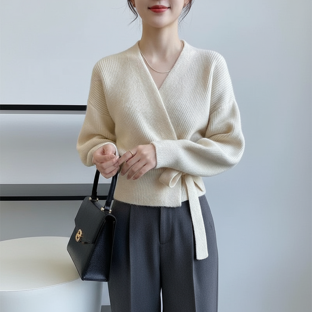 Lynette – Cardigan Wrap Chic con Laccio Elegante