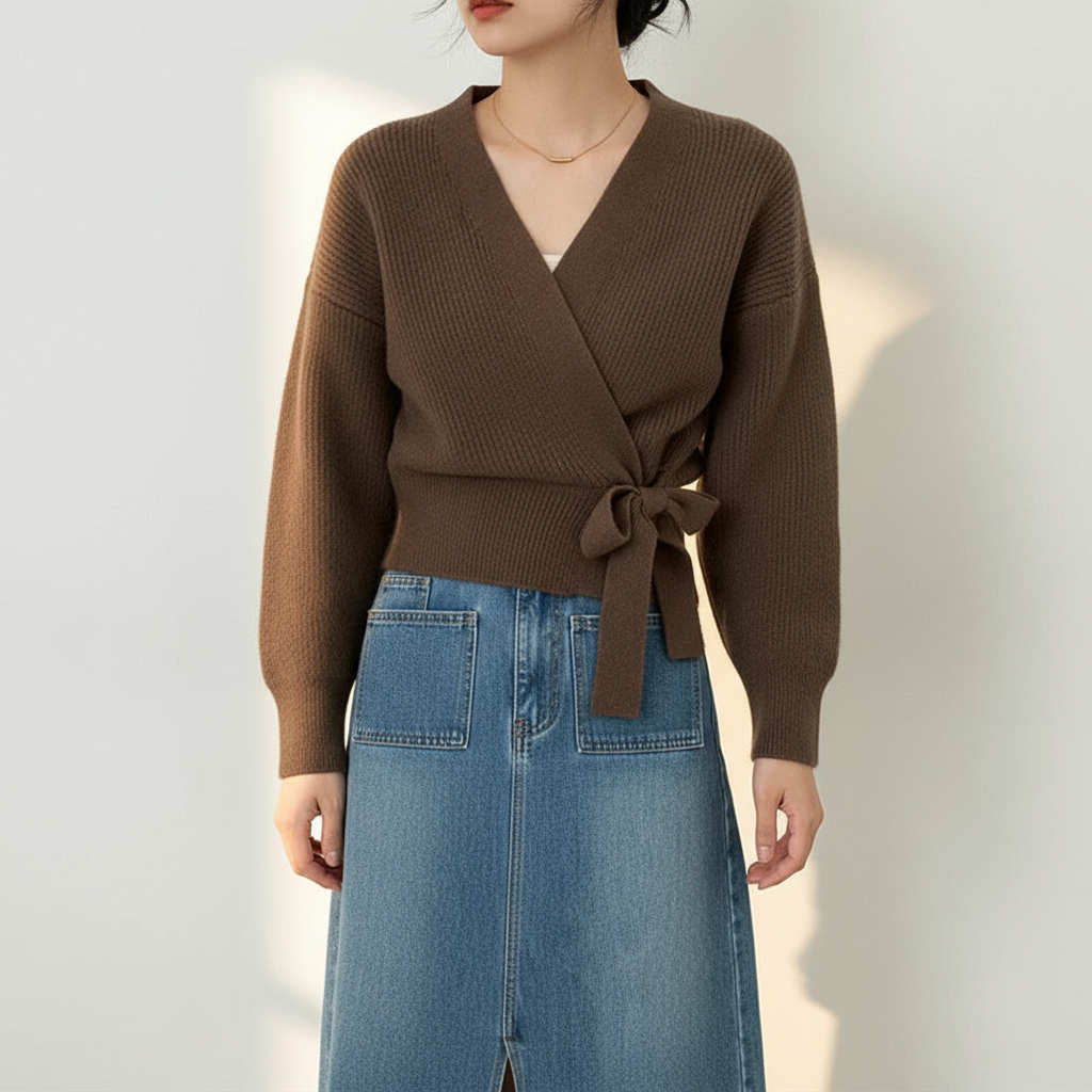 Lynette – Cardigan Wrap Chic con Laccio Elegante