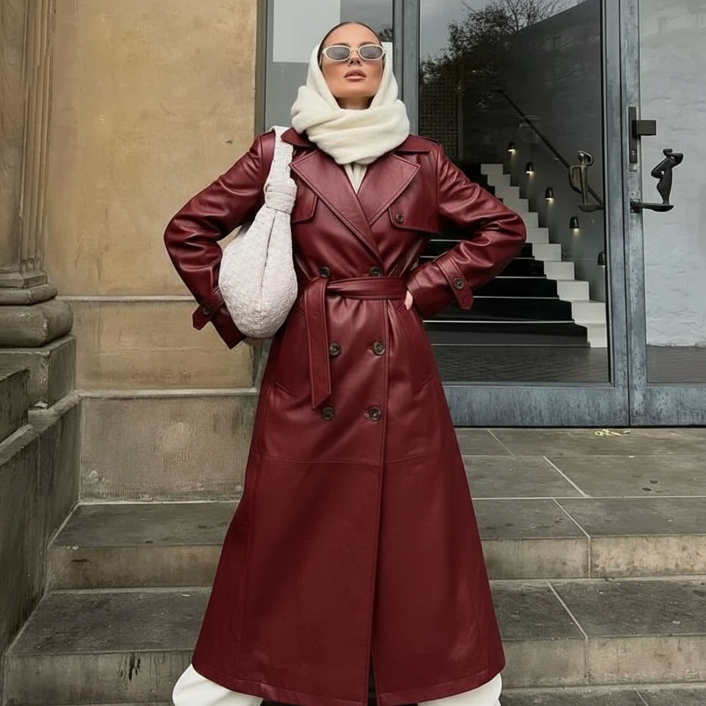 Teodora – Cappotto Trench Bordeaux Elegante