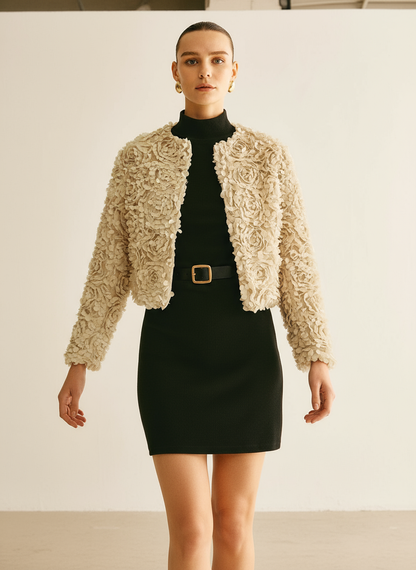 Lisandra - Giacca Strutturata in Raso Floreale Chic