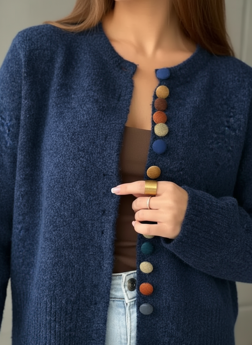 Ivetta - Maglia donna morbida con bottoni colorati