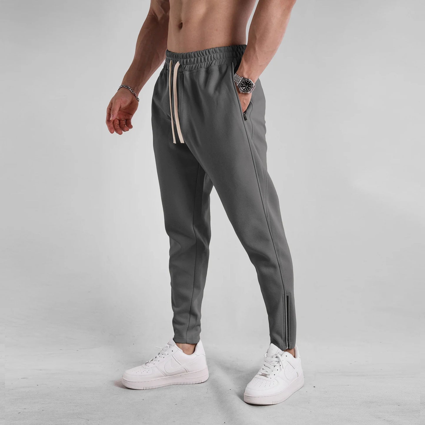 Rodericus - Jogger Sweatpants Uomo Zip Hem Track Moderno