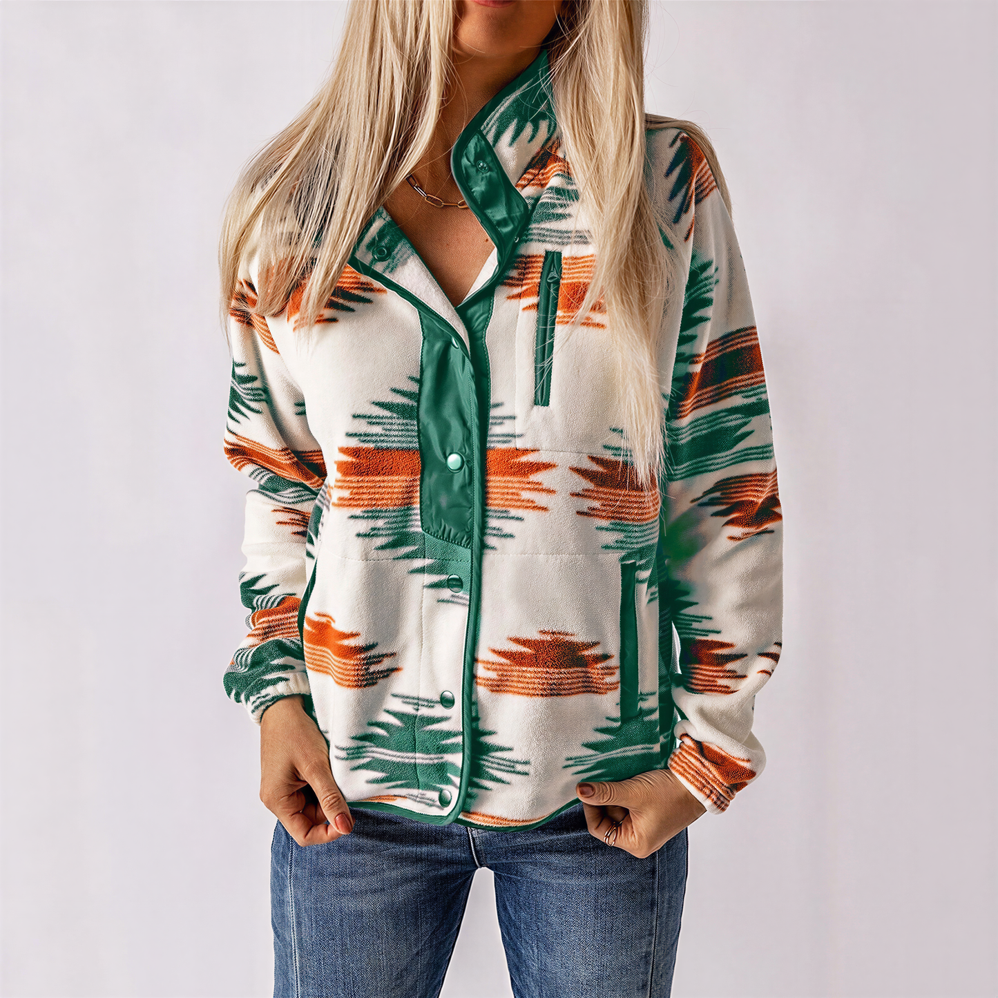 Ivette - Pullover donna boho con zip tribale