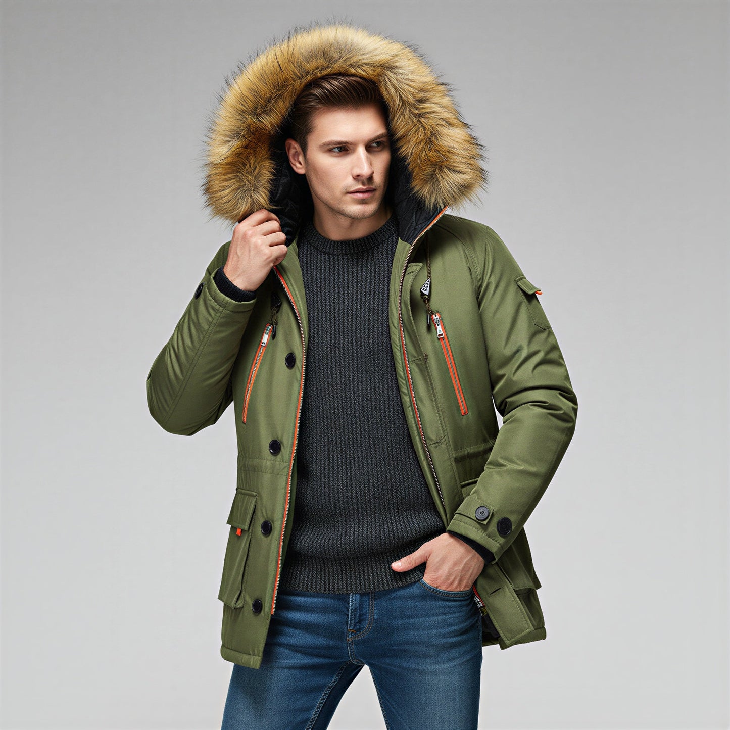 Haimo - Parka Invernale Uomo con Cappuccio