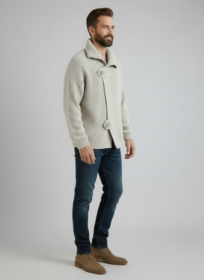 Hilarion - Cardigan Uomo Rilassato con Chiusura Scultorea