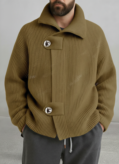 Hilarion - Cardigan Uomo Rilassato con Chiusura Scultorea
