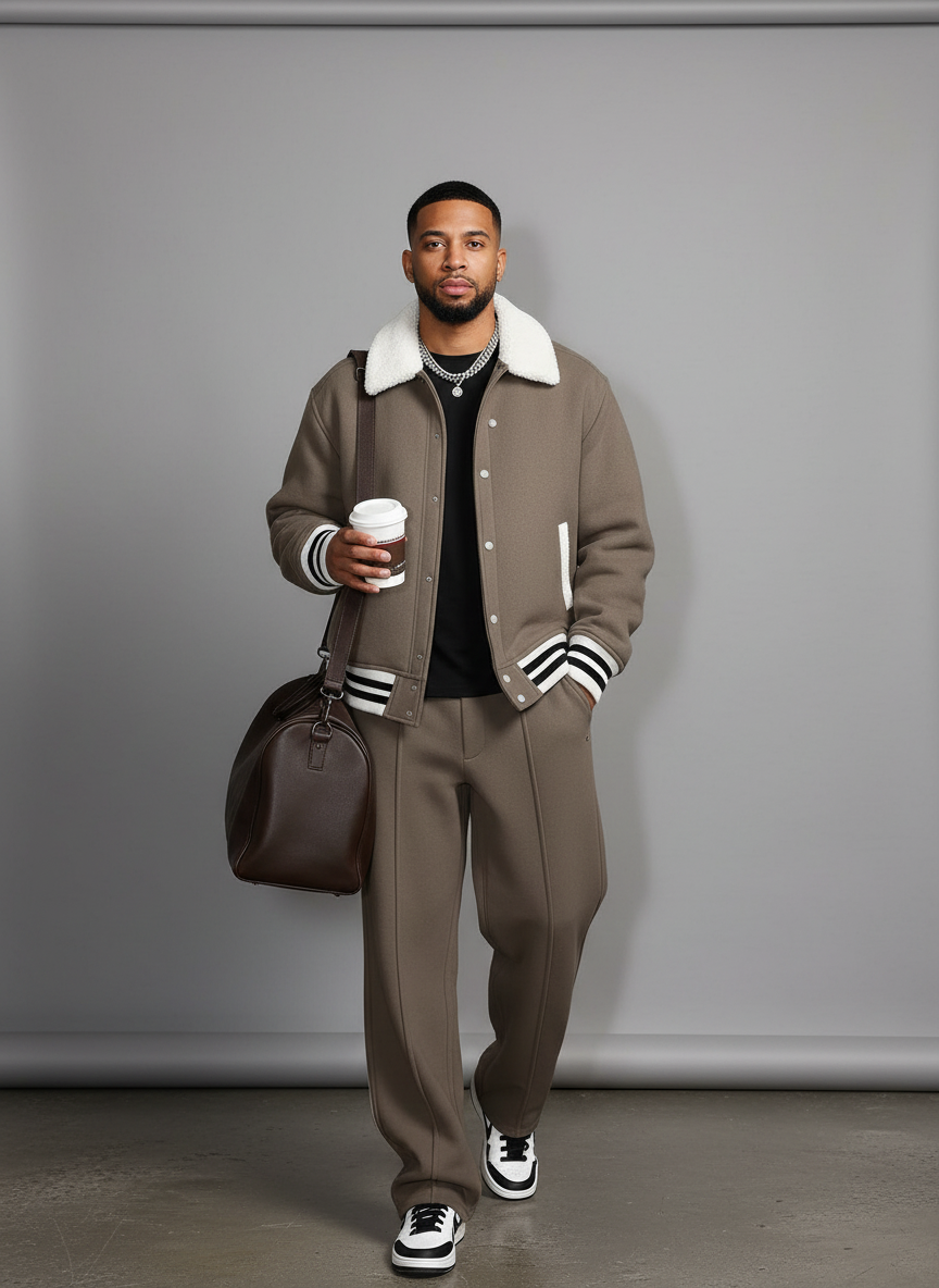 Helio - Completo Uomo Bomber Pantaloni Varsity