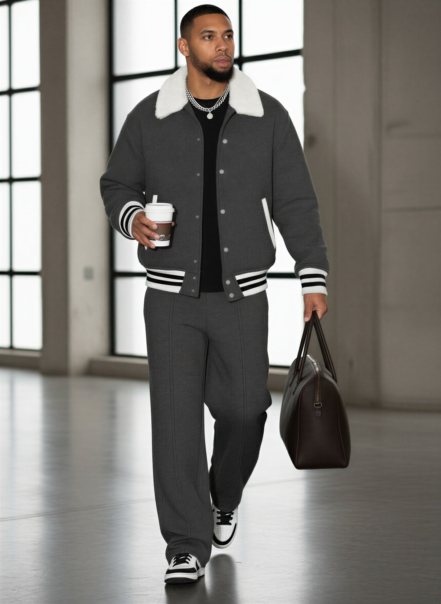 Helio - Completo Uomo Bomber Pantaloni Varsity