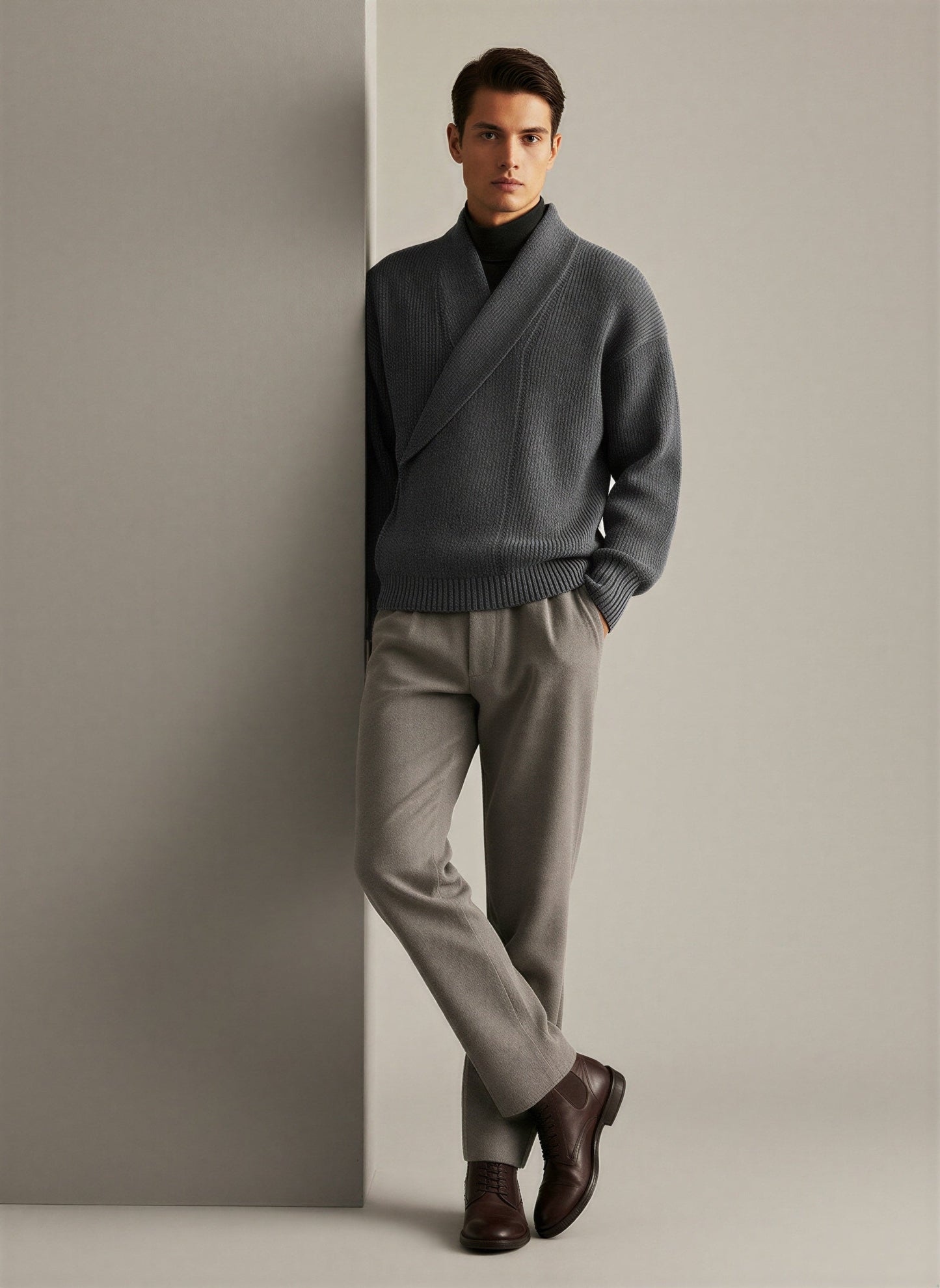 Hanno - Maglione Uomo Scollo Incrociato Autunnale