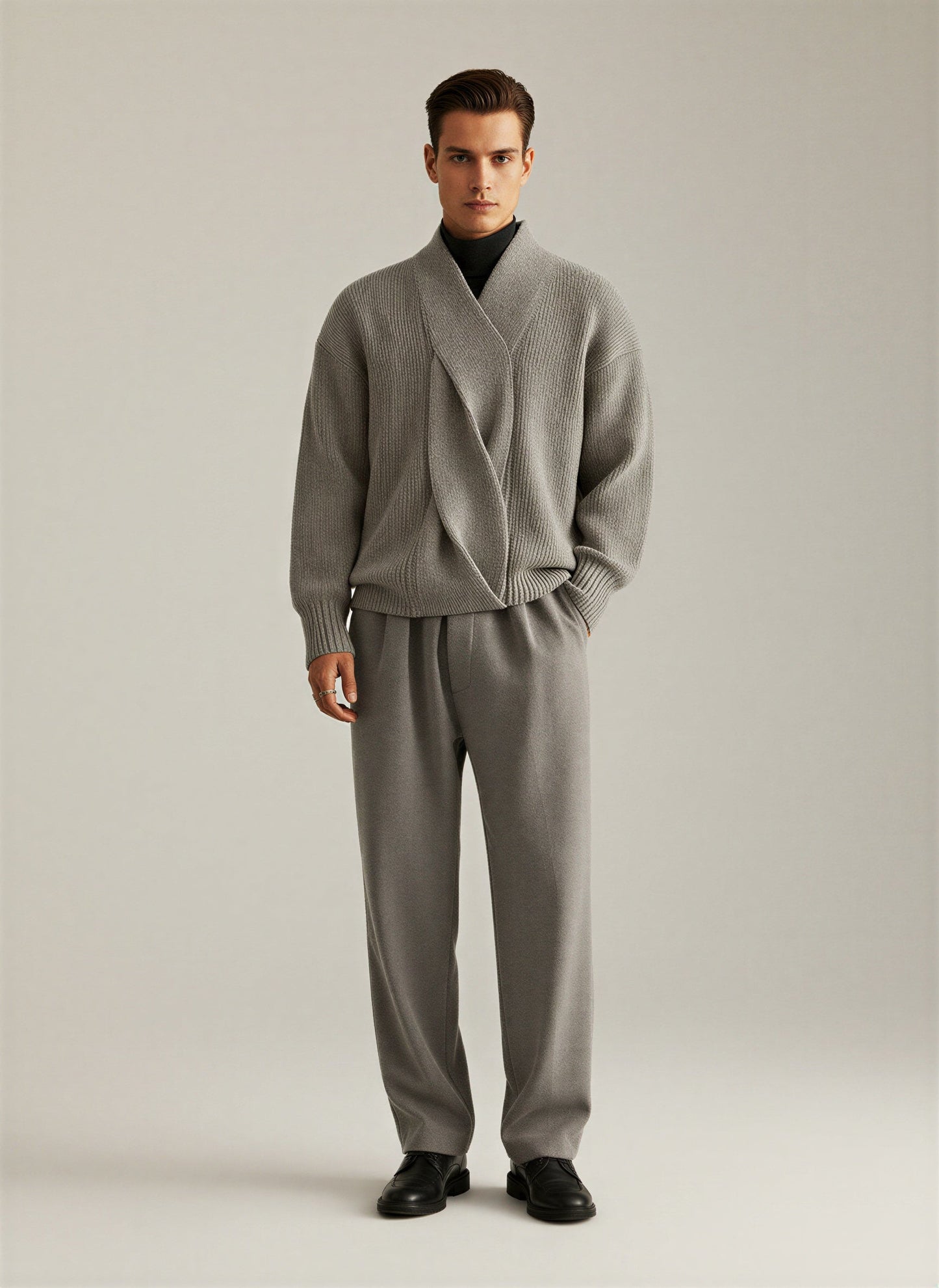 Hanno - Maglione Uomo Scollo Incrociato Autunnale