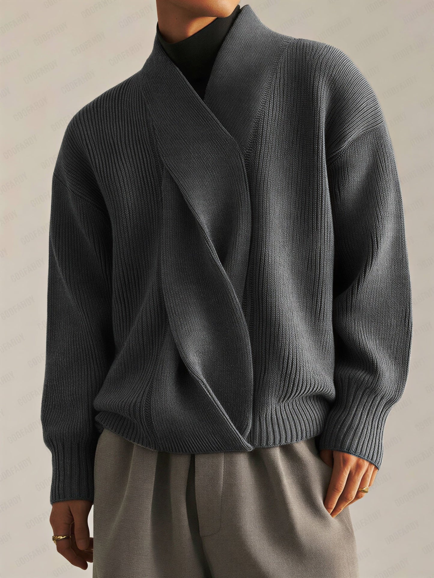 Jaxon – Maglione Uomo con Scollo Incrociato Contemporaneo