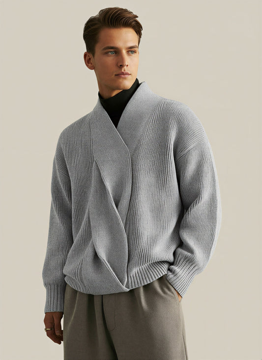 Jaxon – Maglione Uomo con Scollo Incrociato Contemporaneo