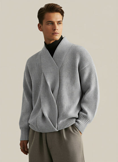Hanno - Maglione Uomo Scollo Incrociato Autunnale