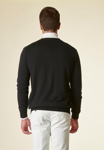 Tobino - Cardigan Nero Con Bottoni Uomo Elegante