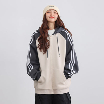 Fabiola - Cardigan con Cappuccio a Contrasto Retrò Donna