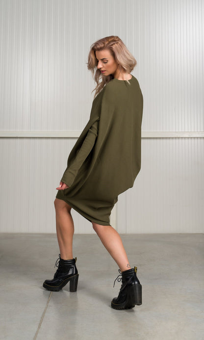 Quinora – Abito Tunica Asimmetrico Costine Donna Elegante