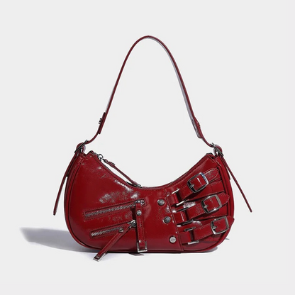 Debora – Borsa Modello Baguette Con Fibbie Decorative E Chiusura Zip