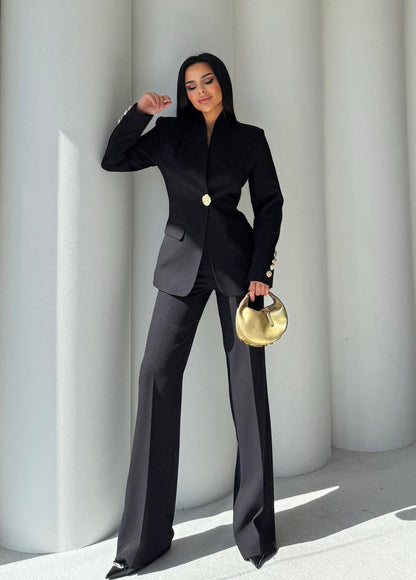 Honoria - Completo Giacca Pantalone Palazzo Bottoni Dorati