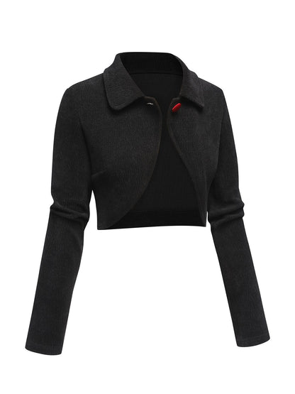 Evelina - Giacca corta nera in maglia strutturata