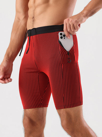 Raimondo - Shorts Running Uomo Compressione Zip Tasche Moderni