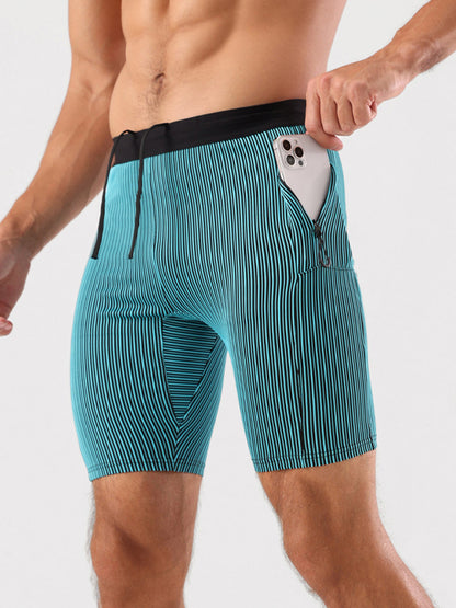 Raimondo - Shorts Running Uomo Compressione Zip Tasche Moderni