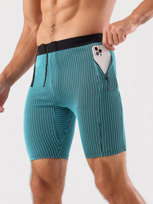 Raimondo - Shorts Running Uomo Compressione Zip Tasche Moderni