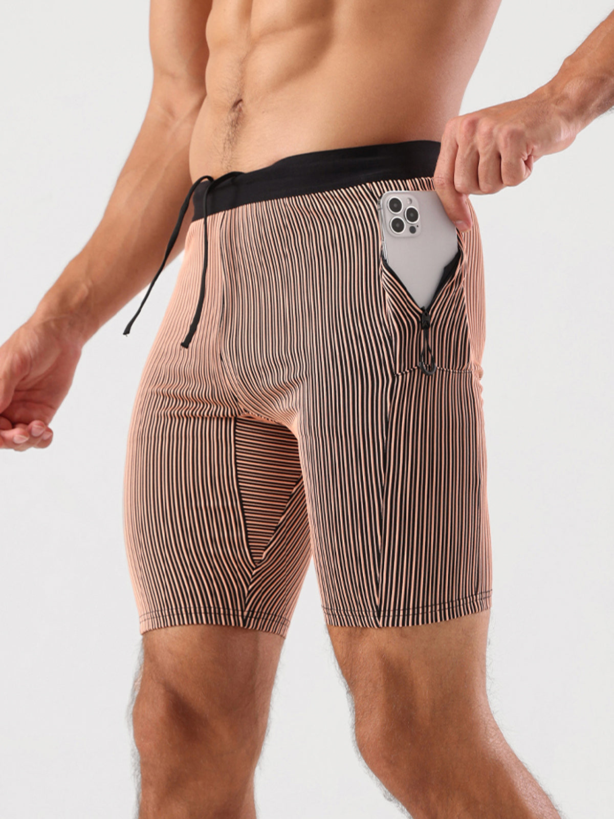 Raimondo - Shorts Running Uomo Compressione Zip Tasche Moderni
