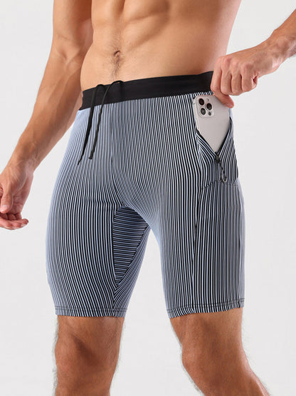 Raimondo - Shorts Running Uomo Compressione Zip Tasche Moderni