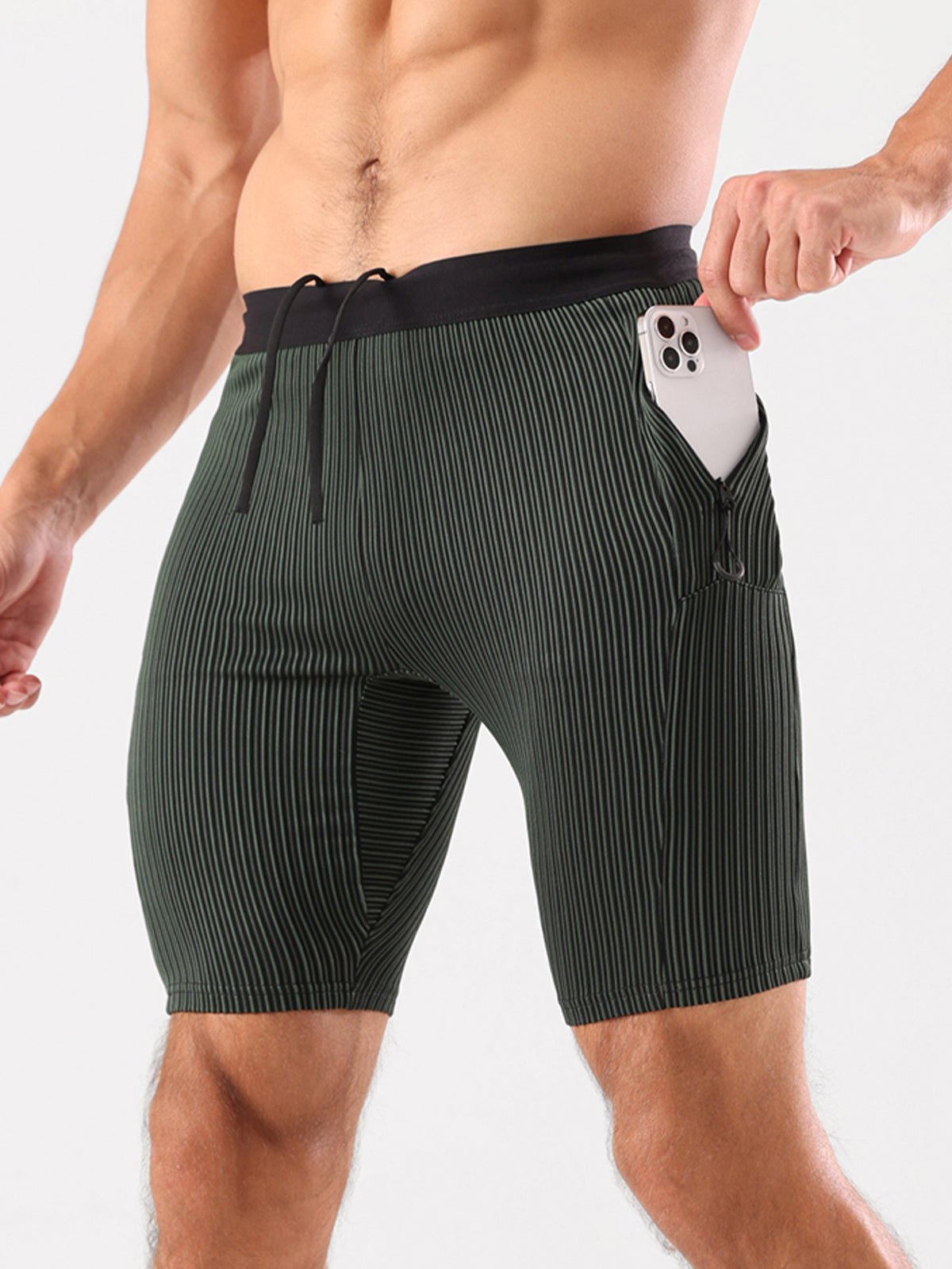 Raimondo - Shorts Running Uomo Compressione Zip Tasche Moderni