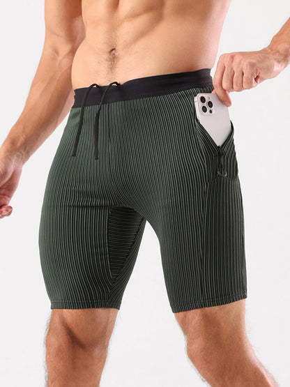 Raimondo - Shorts Running Uomo Compressione Zip Tasche Moderni