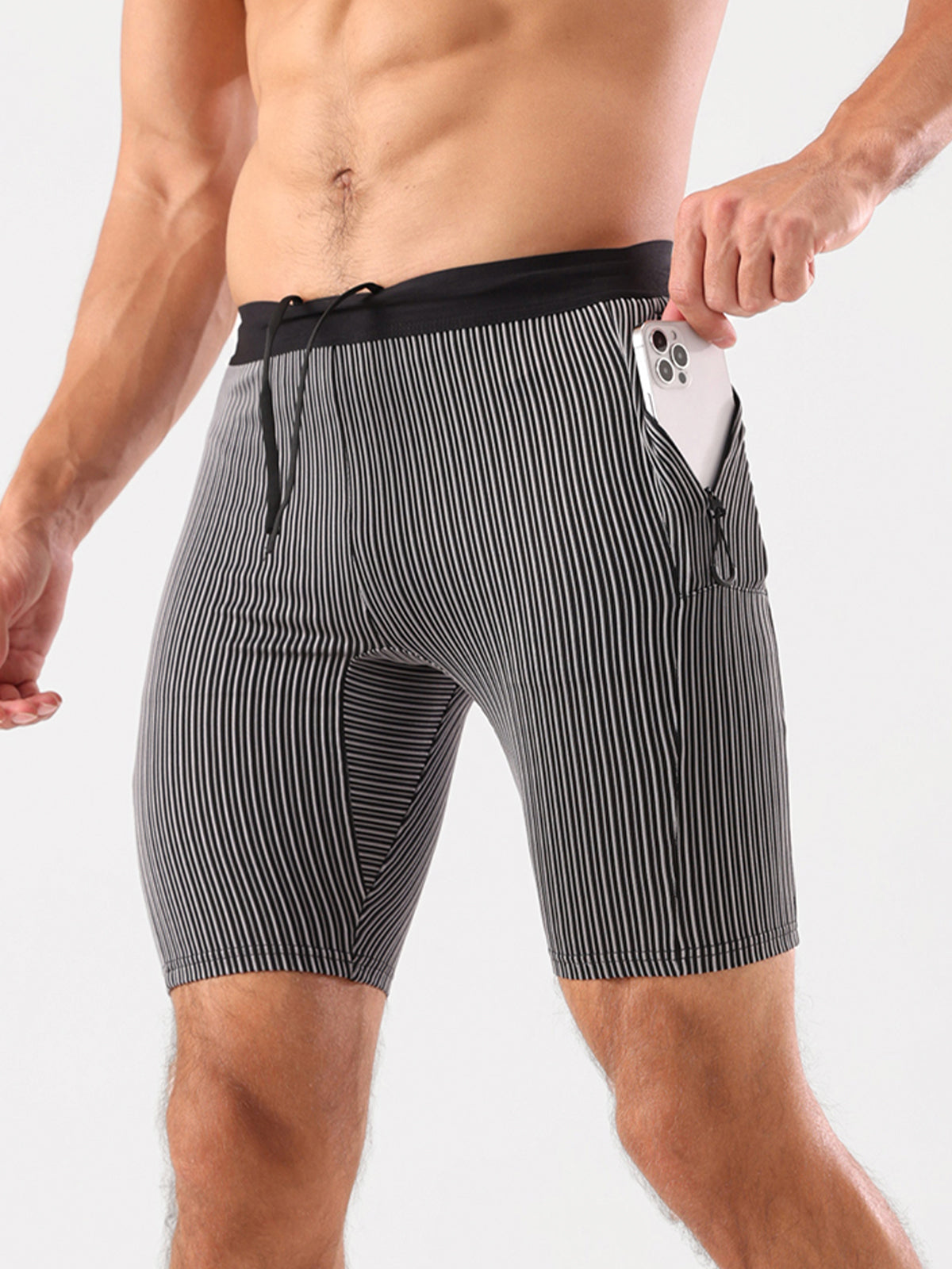 Raimondo - Shorts Running Uomo Compressione Zip Tasche Moderni