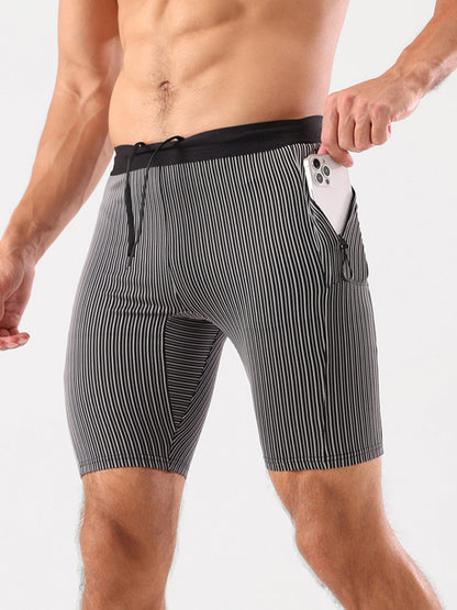 Raimondo - Shorts Running Uomo Compressione Zip Tasche Moderni