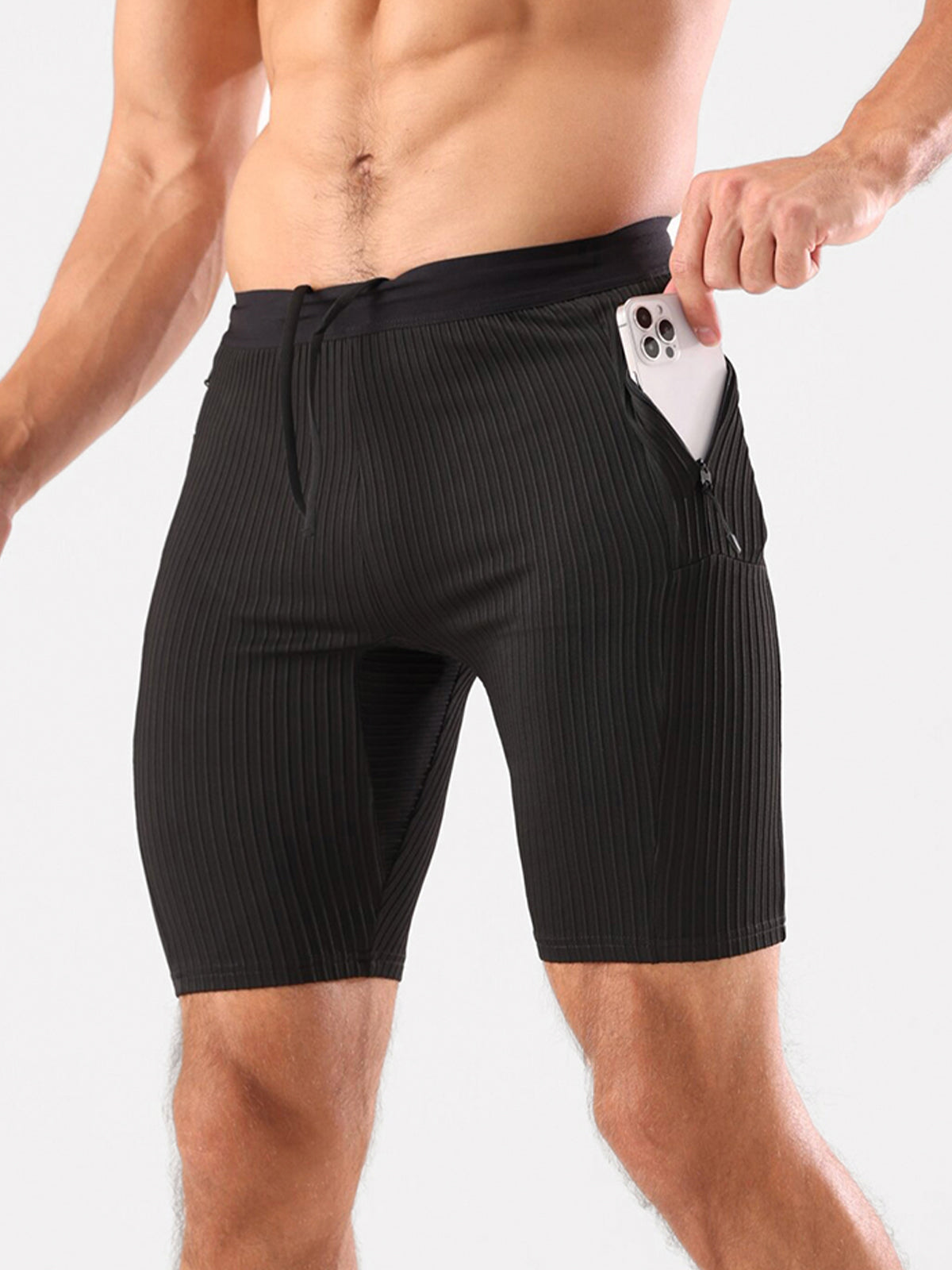 Raimondo - Shorts Running Uomo Compressione Zip Tasche Moderni
