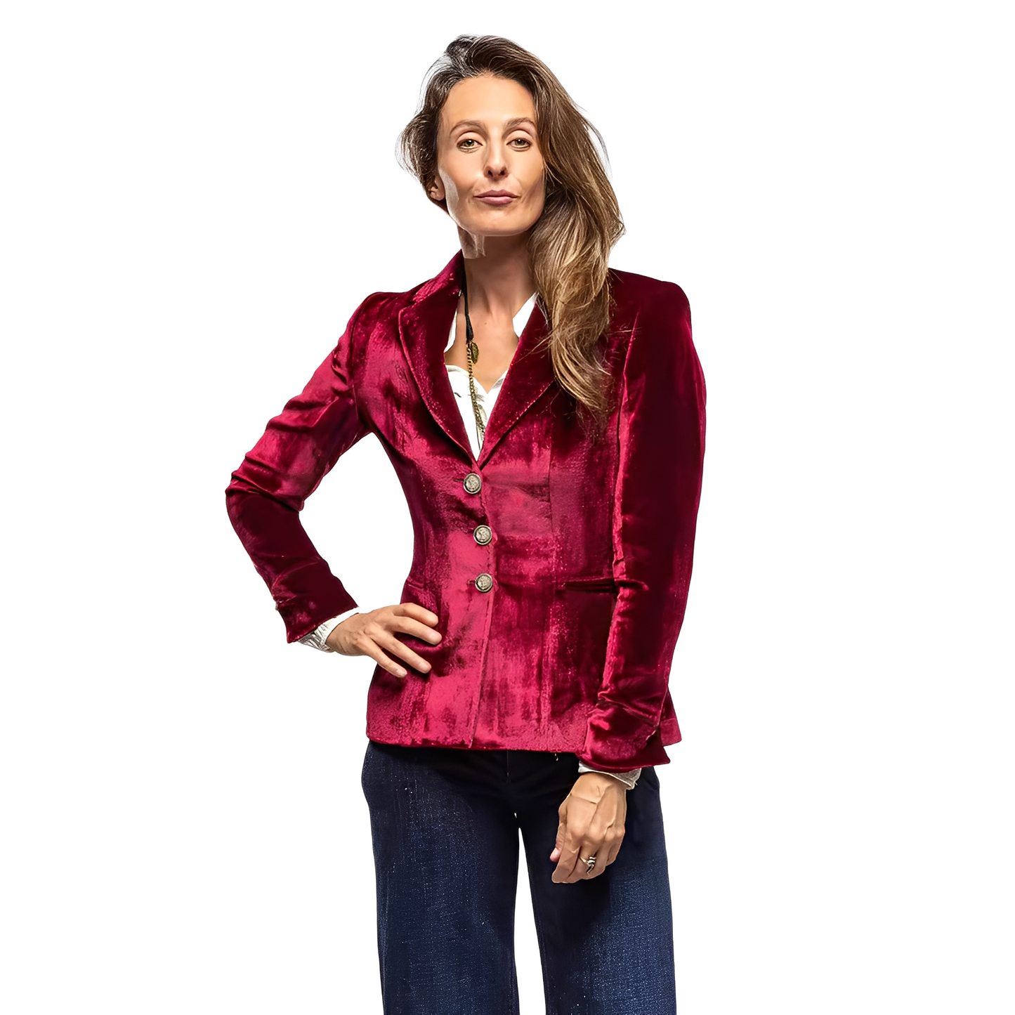 Filomena - Blazer tradizionale in velluto con colletto a revers