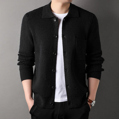Raul – Cardigan Autunnale Con Risvolto Jacquard Intrecciato