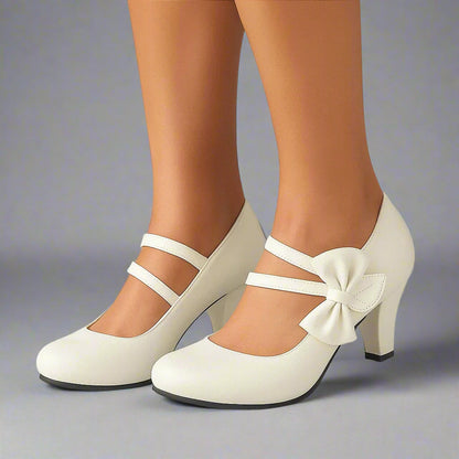 Clarissa – Scarpe Con Tacco Largo, Doppio Cinturino E Fiocco Oversize
