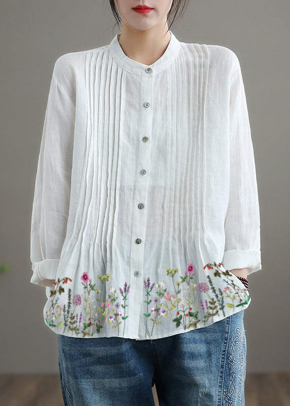 Teodora - Tunica Camicia Donna Bianca Ramie Naturale Moderna