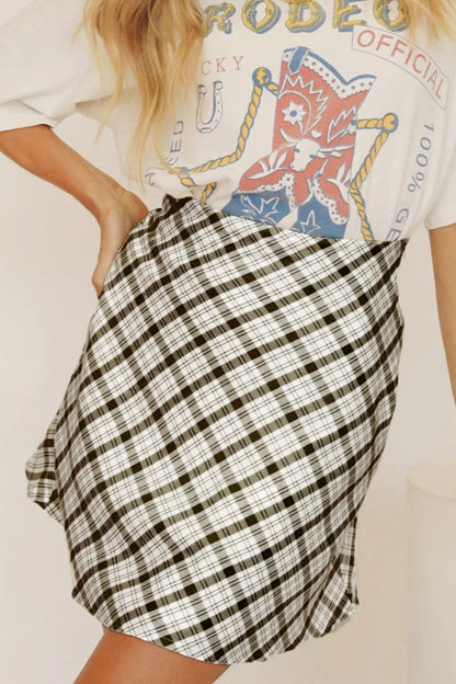 Paola – Gonna a Zip Plaid con Cuciture Stagionali