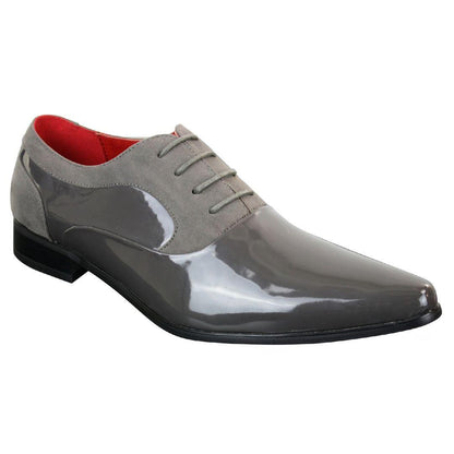 Marcello – Scarpe Uomo Vernice e Camoscio Lucido con Lacci Design Italiano
