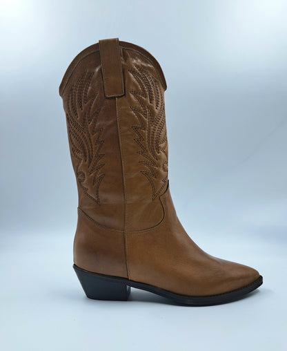 Faustine - Stivali texani medi da donna color cuoio