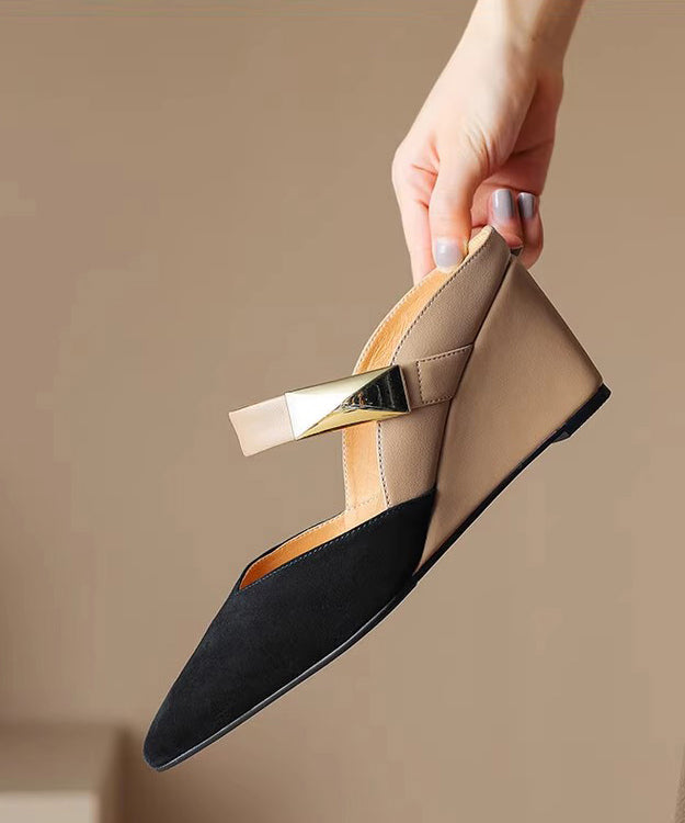 Massisa – Sandali Slide con Zeppa Apricot Punta Affusolata e Rivetti