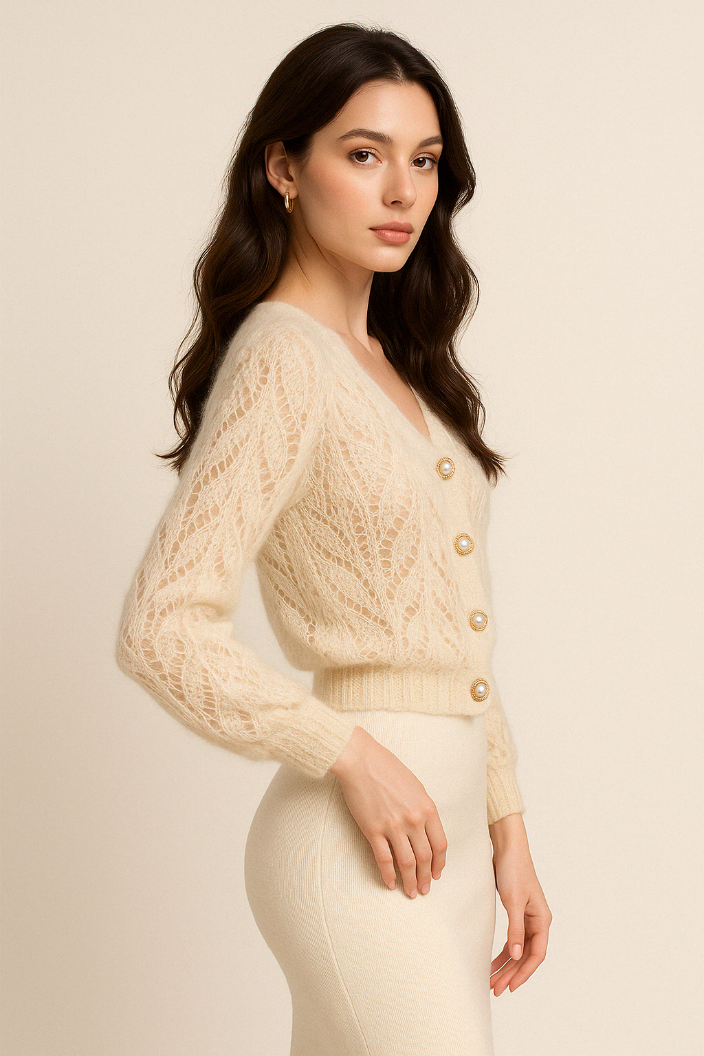 Jolanda - Cardigan in Maglia Traforata Elegante